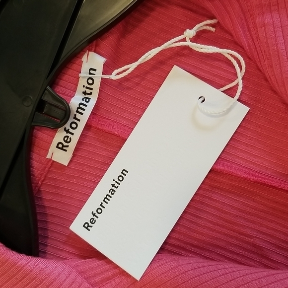 💕REFORMATION💕 Pete Dress ~ Snapdragon Pink Ribbed Medium M NWT - Picture 12 of 14